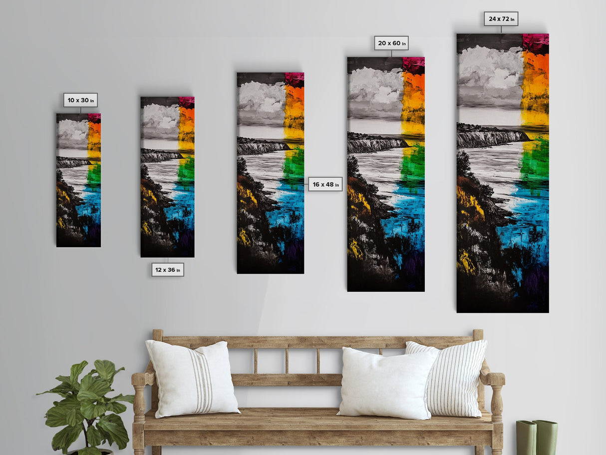 Vibrant Coast, Abstract Seascape, Colorful Ocean Art, Canvas Print, Bold Wall Art, Coastal Home Decor, Beach Painting, Modern Art
