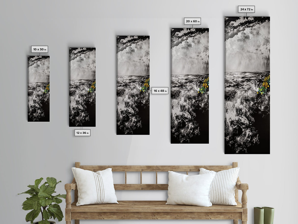 Ocean Storm, Dramatic Seascape, Black and White Art, Framed Canvas Print, Coastal Wall Decor, Moody Art, Unique Gift