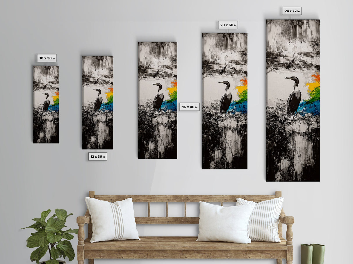 Majestic Bird, Black and White Art, Coastal Wildlife, Framed Canvas Print, Modern Decor, Ocean Inspired, Living Room Artwork