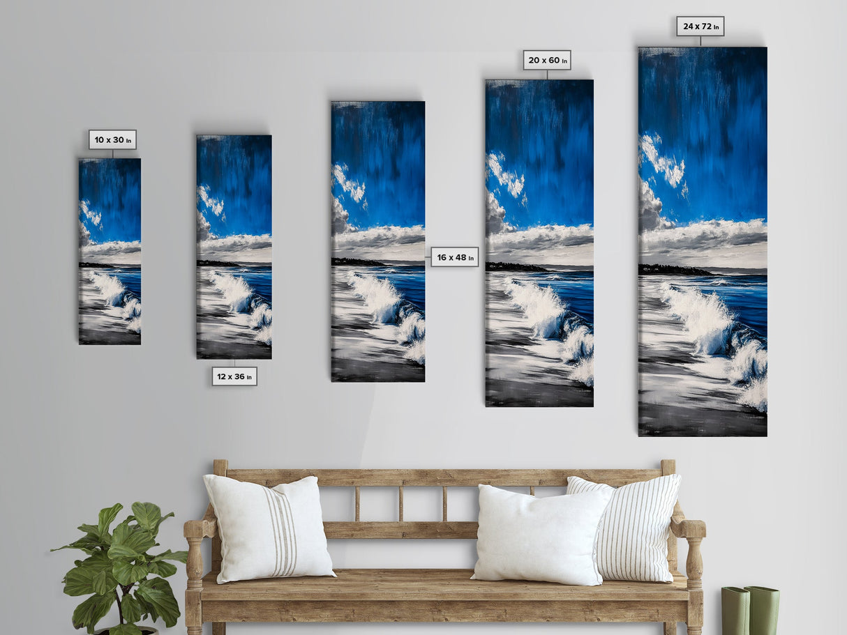 Tranquil Shore, Blue Ocean Art, Coastal Landscape, Framed Canvas Print, Beach House Decor, Minimalist Artwork, Living Room Art