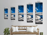 Tranquil Shore, Blue Ocean Art, Coastal Landscape, Framed Canvas Print, Beach House Decor, Minimalist Artwork, Living Room Art