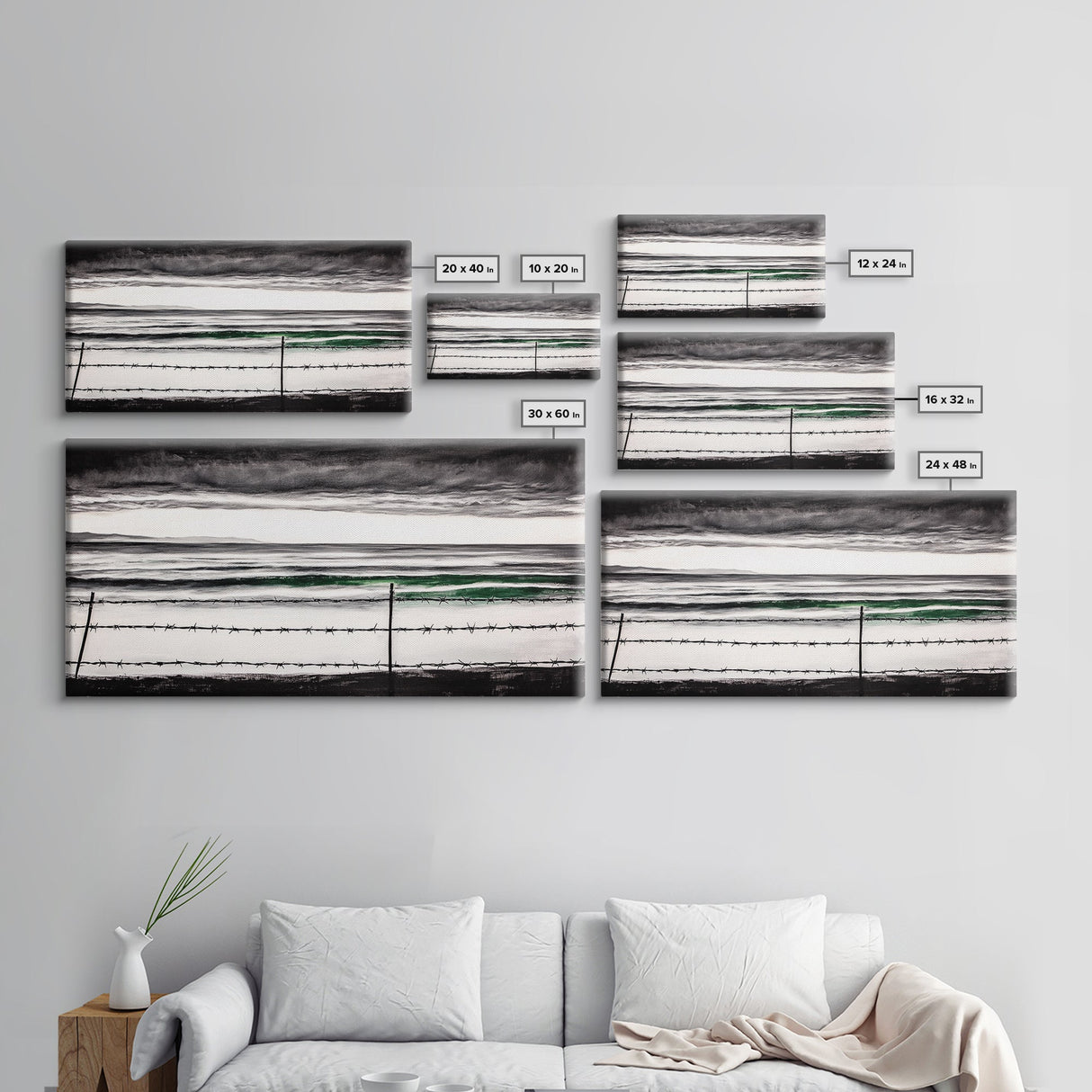 Stormy Ocean, Coastal Wall Art, Black and White Seascape, Minimalist Art, Modern Home Decor, Beach House Artwork, Framed Canvas Print