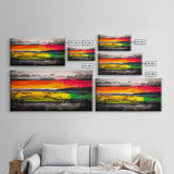 Sunset Reflections, Colorful Abstract, Ocean View, Framed Canvas Print, Vibrant Landscape Art, Large Wall Art, Modern Decor, Bedroom Art