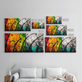 Colorful Abstract, Bold Nature, Autumn Tones, Framed Canvas Print, Modern Home Decor, Boho Art, Large Statement Piece, Living Room Art