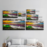 Vibrant Abstract, Modern Painting, Colorful Landscape, Framed Canvas Print, Living Room Wall Art, Bold Statement Piece, Home Decor