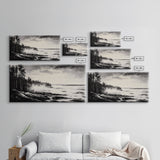 Foggy Coast, Misty Landscape Art, Black and White Wall Art, Canvas Print, Nature Wall Art, Cabin Decor, Moody Art