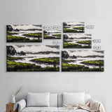 Misty Marsh, Green Landscape, Nature Lover Art, Framed Canvas Print, Serene Wall Art, Living Room Art, Minimalist Decor