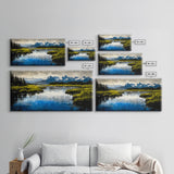 Mountain Reflection, Lake, Landscape, Framed Canvas Print, Nature Wall Art, Rustic Home Decor, Large Wall Art, Cabin Art, Gift Idea