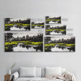 River Reflection, Minimalist Nature Art, Framed Canvas Print, Black and White Landscape, Modern Wall Decor, Office Wall Art