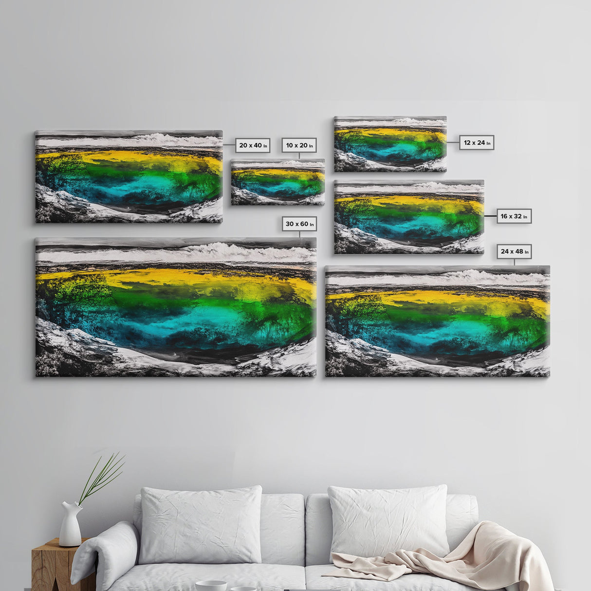 Turquoise Waves, Bold Ocean Art, Framed Canvas Print, Modern Abstract Seascape, Beach House Wall Decor, Large Statement Art