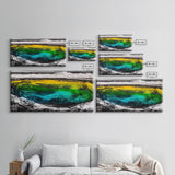 Turquoise Waves, Bold Ocean Art, Framed Canvas Print, Modern Abstract Seascape, Beach House Wall Decor, Large Statement Art