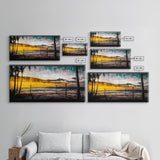 Beach Volleyball, Sunset Seascape, Warm Coastal Decor, Tropical Wall Art, Living Room Artwork, Golden Hour Beach Scene, Framed Canvas Print