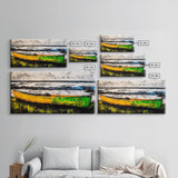 Canoe on the Shore, Rustic Nature Canvas Print, Lake House Wall Art, Autumn Painting, Outdoors Inspired Decor, Framed Canvas Print