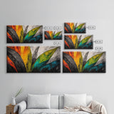 Abstract Leaves, Tropical, Colors, Framed Canvas Print, Boho Wall Art, Botanical Home Decor, Vibrant Living Room Art, Nature Inspired