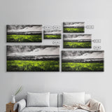 Green, Landscape, Nature, Canvas Print, Rolling Fields Wall Art, Scenic Countryside Painting, Modern Rustic Home Decor, Large Wall Art