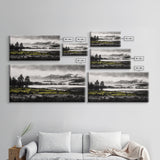 Foggy Forest, Mountain Landscape, Monochrome Wall Art, Framed Canvas Print, Modern Home Decor, Living Room Artwork, Nature Print