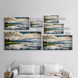 River Reflection, Scenic Water View, Serene Landscape, Framed Canvas Print, Large Nature Art, Modern Home Decor, Bedroom Wall Art