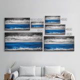 Minimalist Ocean, Black and White, Framed Canvas Print, Coastal Art, Beach House Decor, Nautical Wall Art, Living Room Art, Landscape
