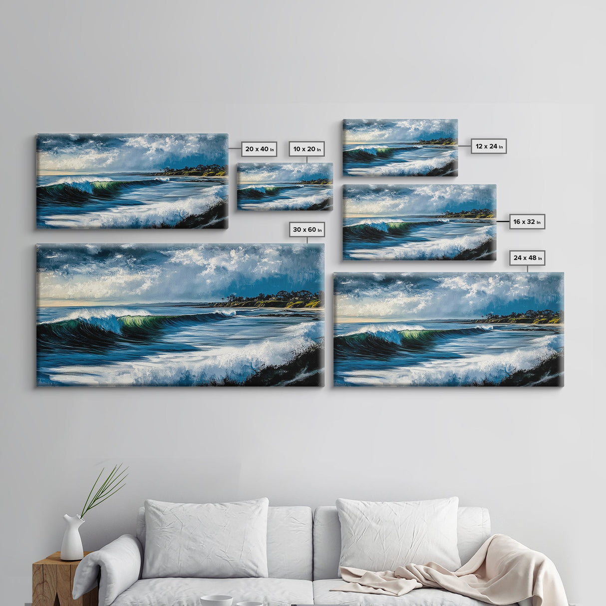 Stormy Waves, Dramatic Seascape, Canvas Print, Coastal Wall Art, Beach House Decor, Nautical Art, Moody Ocean Scene, Living Room Wall Art