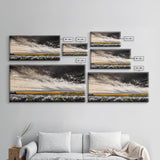 Open Field, Dramatic Sky, Autumn Horizon, Framed Canvas Print, Fall Landscape, Neutral Home Decor, Entryway Art, Rustic Wall Art