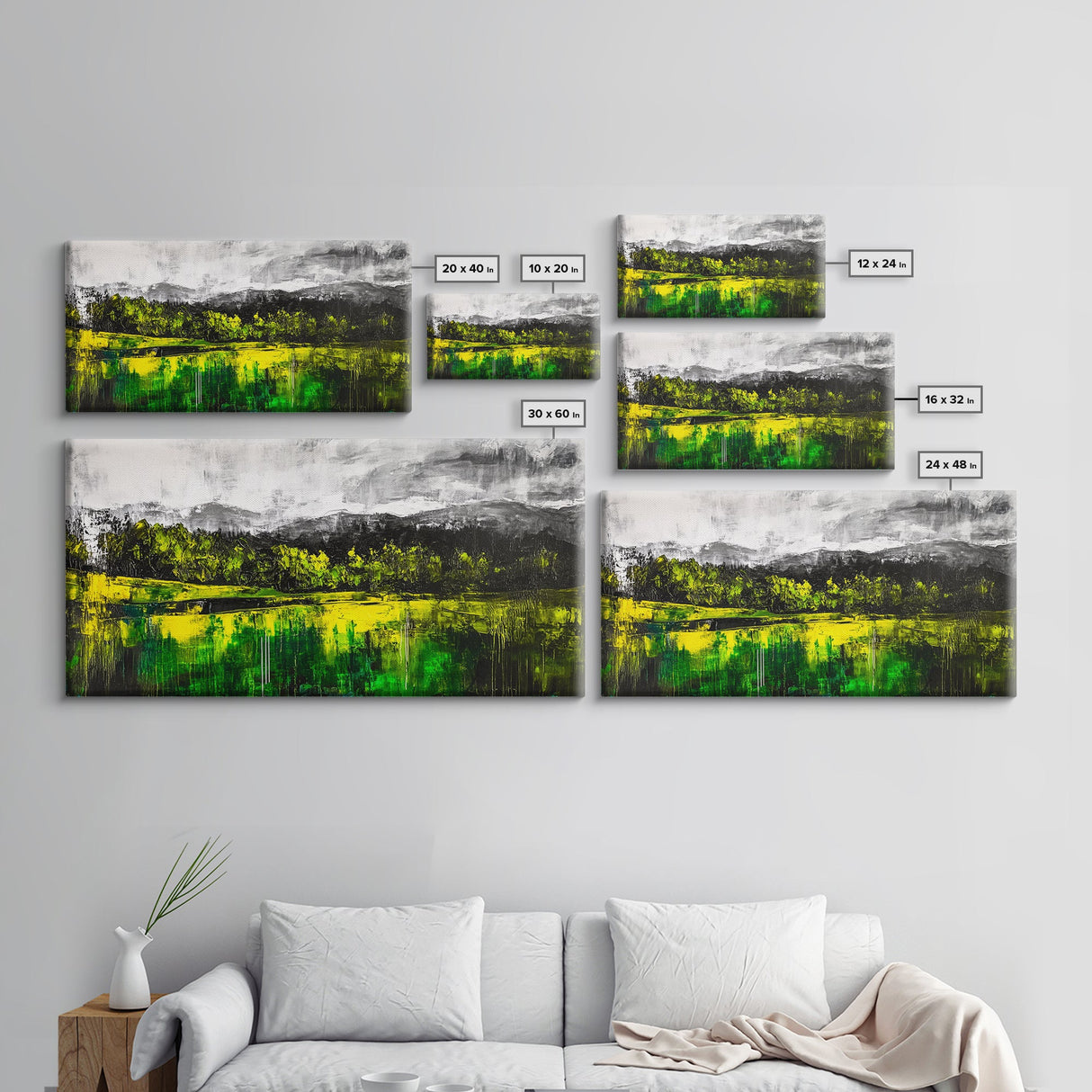 Vibrant Hills, Greenery Landscape, Abstract Painting, Canvas Print, Modern Wall Art, Eclectic Home Decor, Bold Color Palette, Unique Art