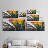 Tropical Palm Leaves, Sunset Art, Beach House Decor, Vibrant Coastal Painting, Island Vibes, Framed Canvas Print, Bedroom Wall Art