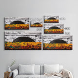Golden Meadow, Sunset Fields, Rustic Landscape, Framed Canvas Print, Autumn Decor, Warm Colors, Cozy Home Art, Living Room Wall Art