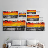 Fiery Sunset, Dramatic Sky, Abstract Landscape, Canvas Print, Modern Art, Bold Wall Decor, Warm Colors, Living Room Accent