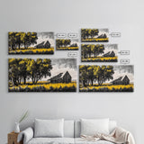 Rustic Barn, Country Wall Art, Western Farmhouse Decor, Black and White Art, Nature Landscape, Living Room Wall Art, Framed Canvas Print