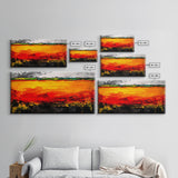 Fiery Horizon, Abstract Landscape, Modern Southwest Art, Bold Colorful Painting, Dramatic Wall Art, Living Room Art, Framed Canvas Print