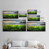Coastal Reflection, Ocean Shore, Tranquil Seascape, Minimalist Beach Art, Nature Landscape Painting, Bedroom Wall Art, Framed Canvas Print