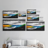 Abstract Seascape, Vibrant Waves, Modern Ocean Art, Coastal Home Decor, Colorful Beach Painting, Large Statement Art, Framed Canvas Print