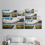 Beach Boardwalk, Coastal Landscape, Black and White Seascape, Nautical Decor, Living Room Artwork, Beach House Scene, Framed Canvas Print