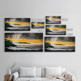 Golden Sunset, Coastal Painting, Dramatic Sky, Framed Canvas Print, Seascape Wall Art, Contemporary Art, Bedroom Wall Decoration