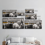 Majestic Horse, Western Wall Art, Black and White Canvas Print, Farmhouse Decor, Rustic Equestrian Art, Living Room Statement Piece