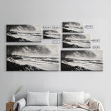 Stormy Ocean, Black and White Canvas Print, Coastal Wall Art, Dramatic Seascape Painting, Nautical Home Decor, Living Room Statement