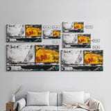 Abstract Sailboat, Nautical Canvas Print, Modern Minimalist Wall Art, Coastal Home Decor, Black and White Painting, Living Room Art