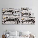 Crab Art, Coastal Kitchen, Nautical Wall Art, Framed Canvas Print, Beach House Decor, Seafood Art, Rustic Ocean Art