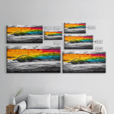 Colorful Wave, Tropical Sunset, Surf Art, Canvas Print, Beach Wall Art, Coastal Decor, Vibrant Ocean Painting, Framed Canvas Print, Large Wall Art