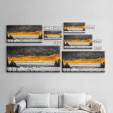 Sunset Over Ocean, Dramatic Sky, Coastal Landscape, Minimalist Wall Art, Beach Home Decor, Framed Canvas Print, Large Statement Art