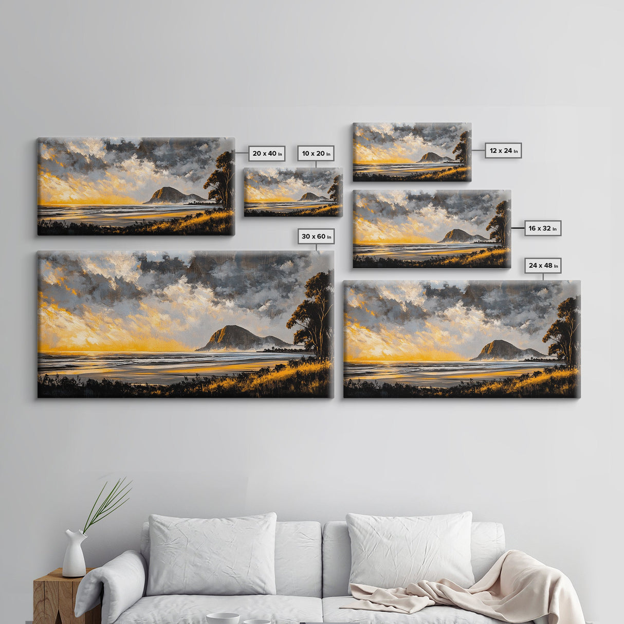 Sunset Beach, Golden Hour, Seaside Landscape, Canvas Print, Coastal Home Decor, Serene Ocean Art, Bedroom Wall Decor, Contemporary Art