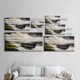 Abandoned Boat, Black White, Seaside Art, Framed Canvas Print, Rustic Beach Decor, Nautical Wall Art, Coastal Print, Office Decor