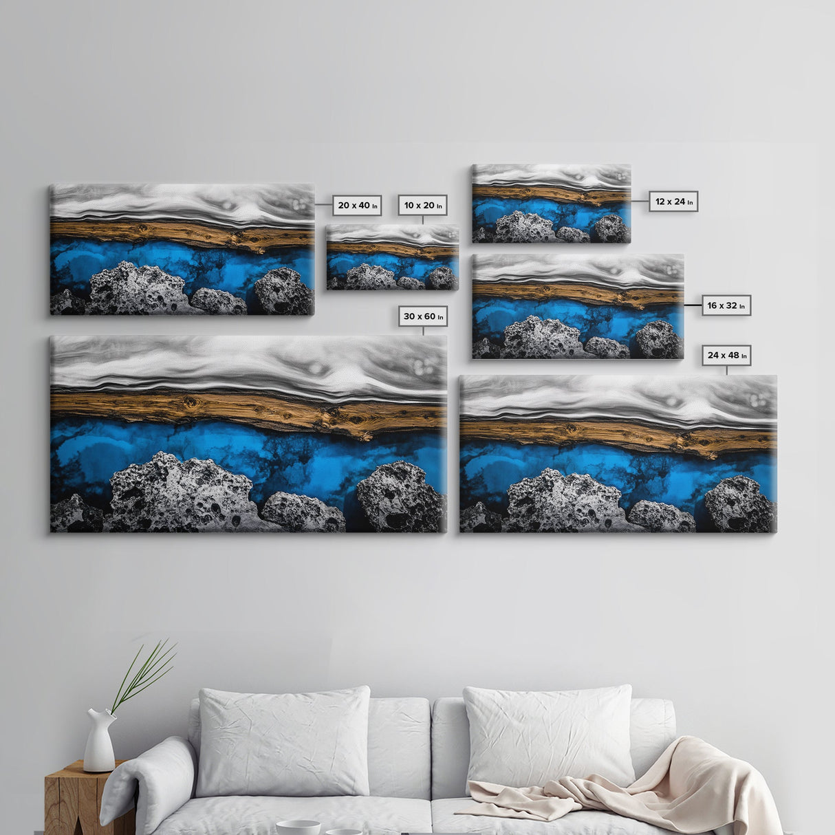 Abstract Water, Blue Earth, Modern Art, Canvas Print, Minimalist Ocean Decor, Contemporary Wall Art, Living Room Artwork