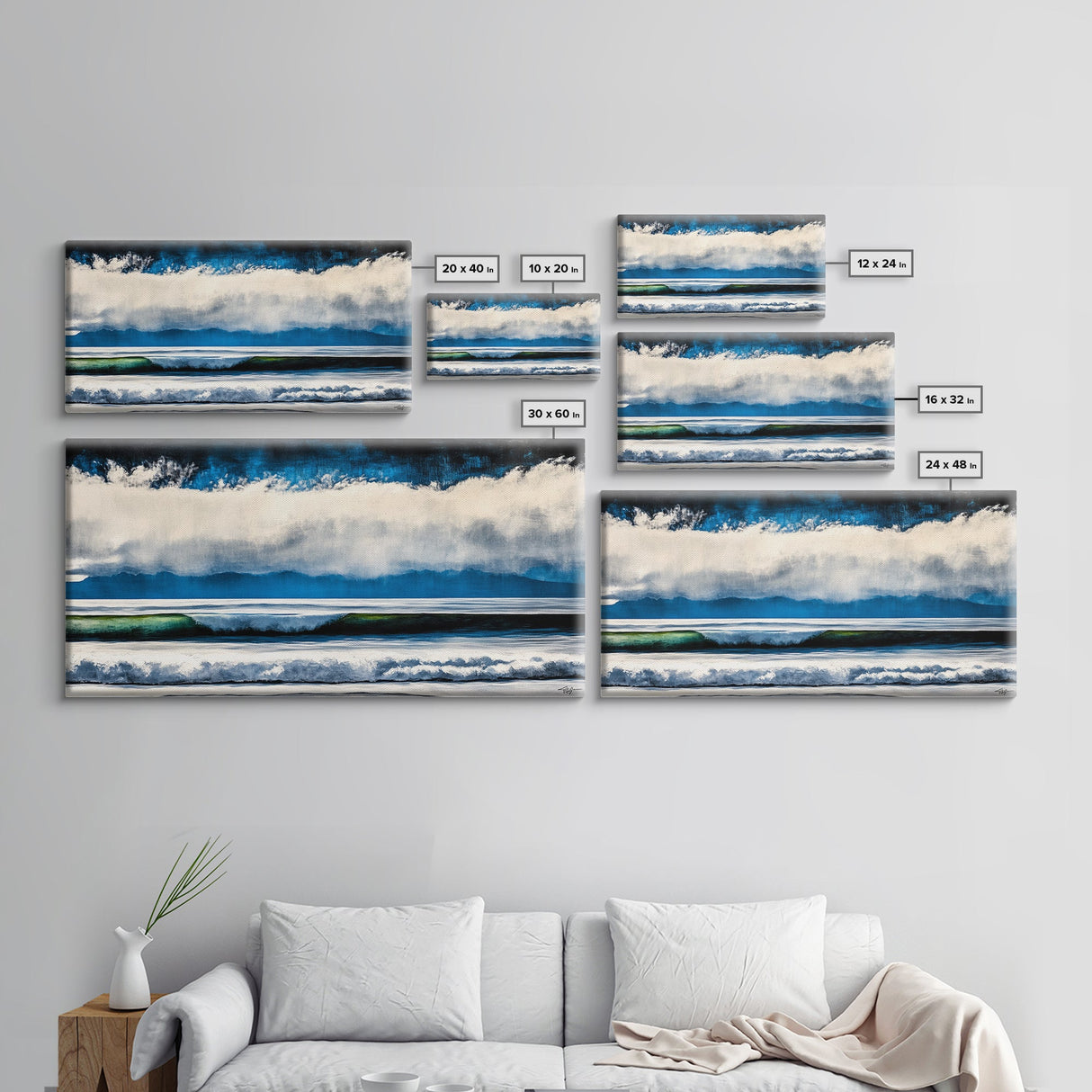 Ocean Waves, Abstract Seascape, Coastal Art, Large Wall Decor, Blue Wall Art, Modern Painting, Beach House, Canvas Print