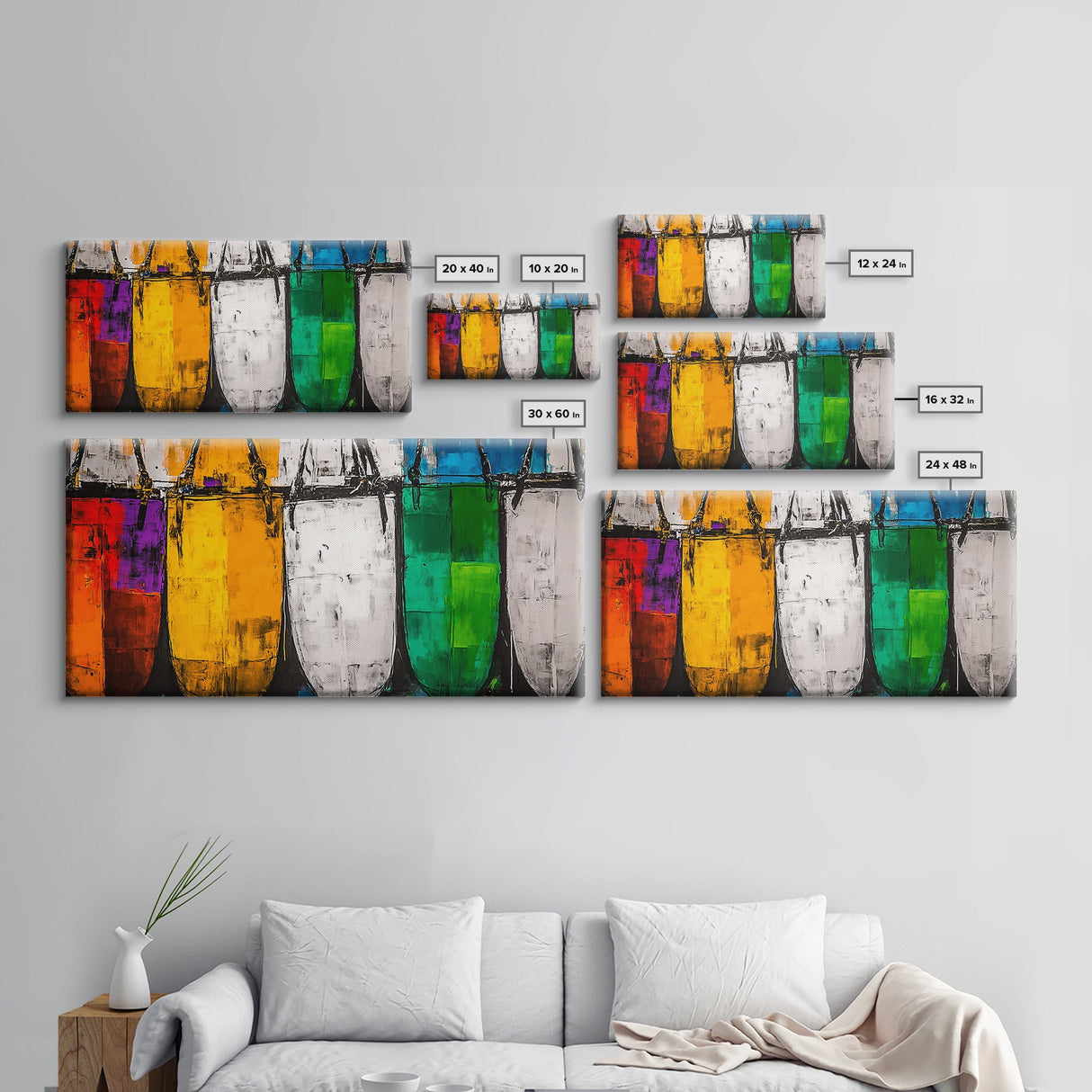 Colorful Boats, Abstract Nautical, Coastal Wall Art, Vibrant Painting, Modern Home Decor, Bold Statement, Beach House, Framed Canvas Print
