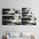 Forest Path, Coastal Landscape, Black and White Art, Tranquil Scene, Nature Wall Art, Minimalist Decor, Living Room, Canvas Print