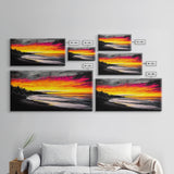 Beach Sunset, Coastal Art, Vibrant Seascape, Bold Canvas Print, Tropical Wall Art, Living Room Decor, Sunset Painting, Abstract Art