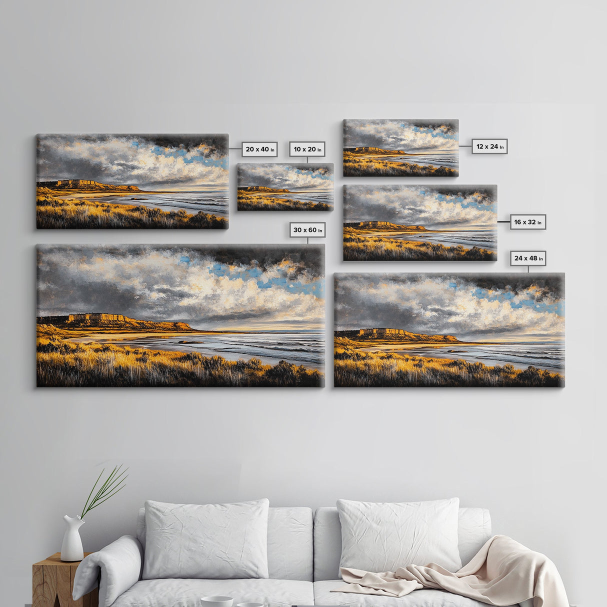 Canyon, Dramatic Sky, Southwest, Desert, Framed Canvas Print, Western Landscape Wall Art, Rustic Home Decor, Nature Painting, Fall Colors