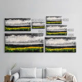 Abstract Coastal Art, Ocean Horizon, Dramatic Sky, Framed Canvas Print, Large Wall Art, Modern Living Room Decor, Beach House Art