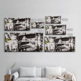 Monochrome Face Art, Edgy Black White Painting, Street Art Print, Urban Loft Decor, Framed Canvas Print, Unique Statement Piece